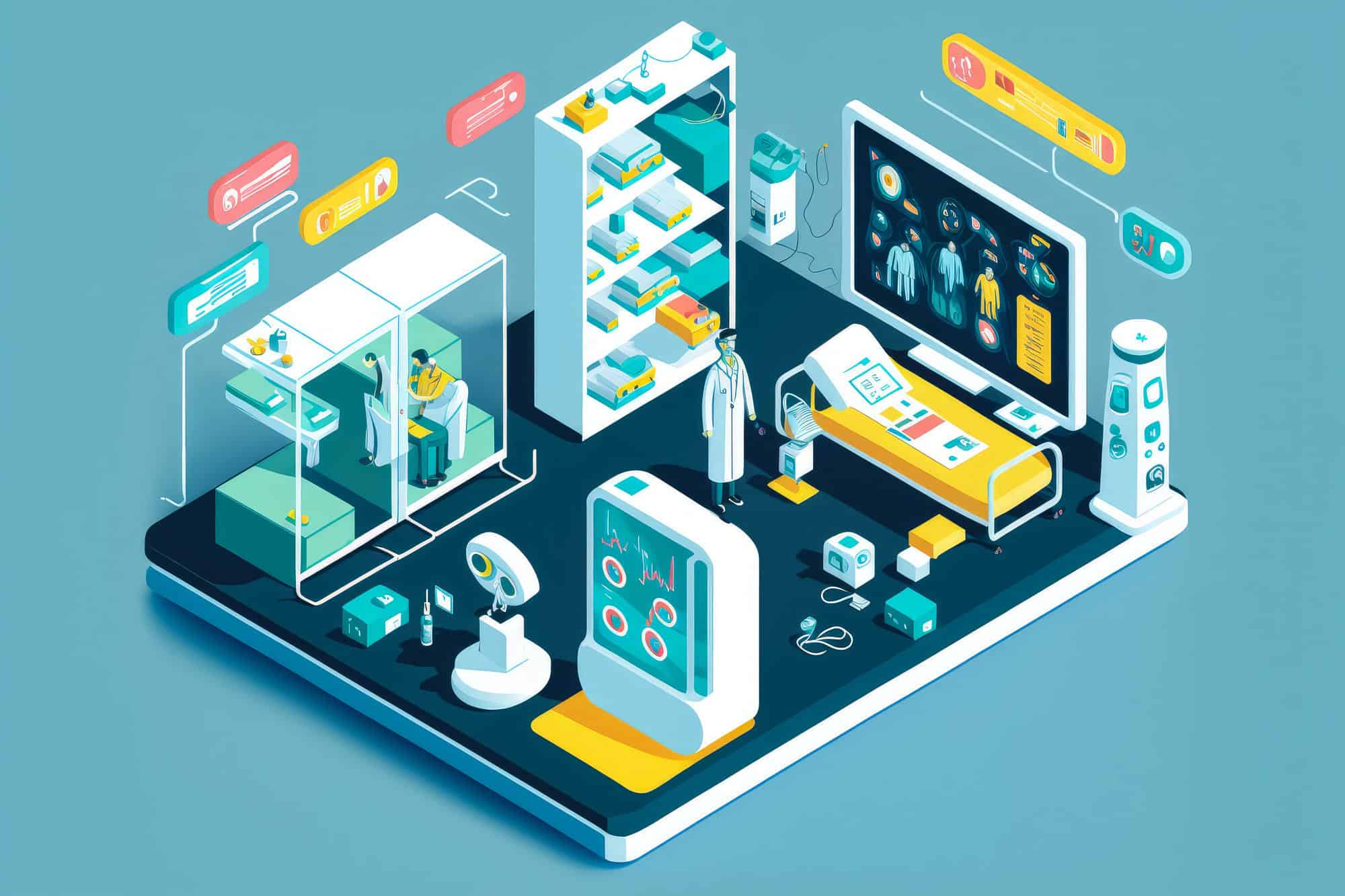 smart healthcare devices interconnected through the internet of things, enhancing patient monitoring and enabling remote healthcare services, generative ai
